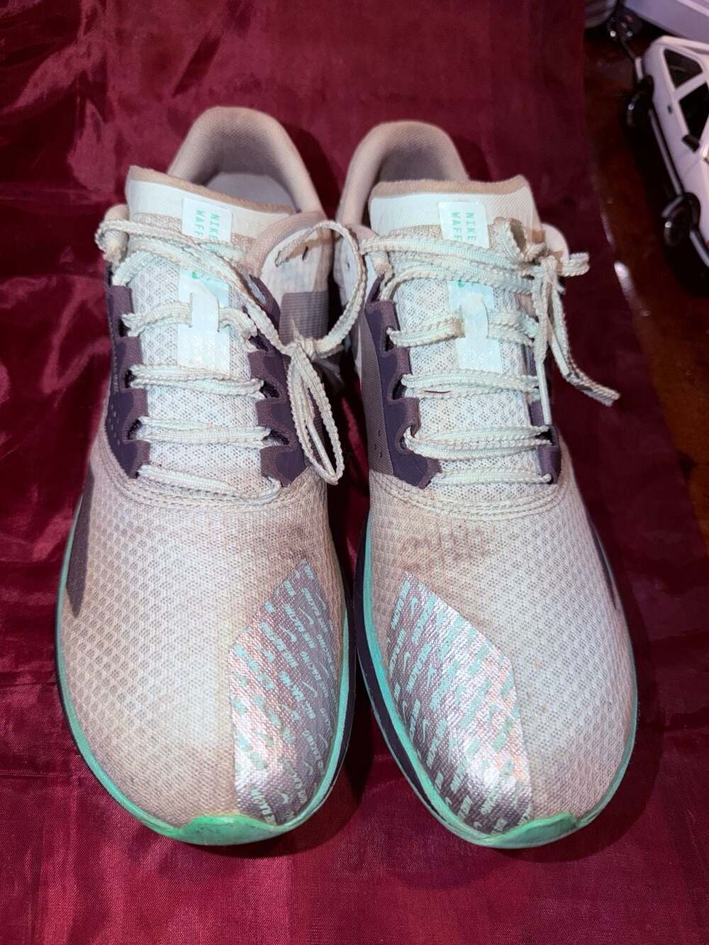 Nike Rival Waffle Running Shoes Sneakers Mint Green Purple